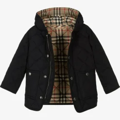 Black Quilted Vintage Check Baby Coat