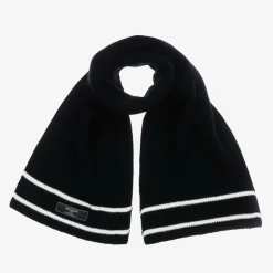 Black Ribbed Wool Scarf