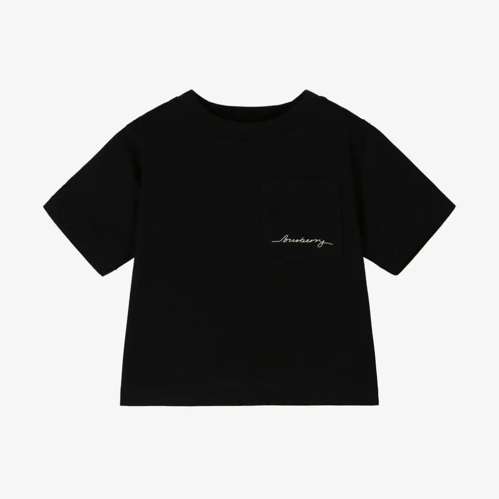 Black Script Logo Cotton Baby T-Shirt