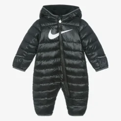 Black Swoosh Logo Padded Baby Snowsuit