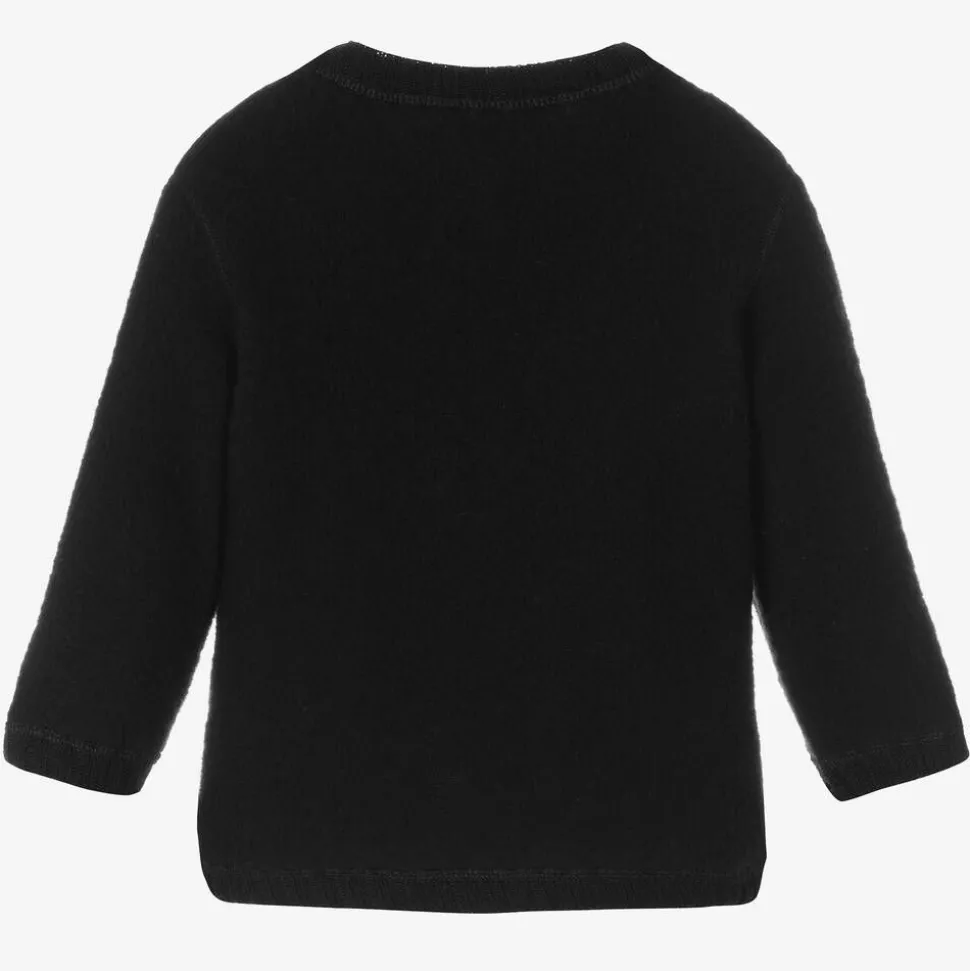 Black Thermal Wool Cardigan