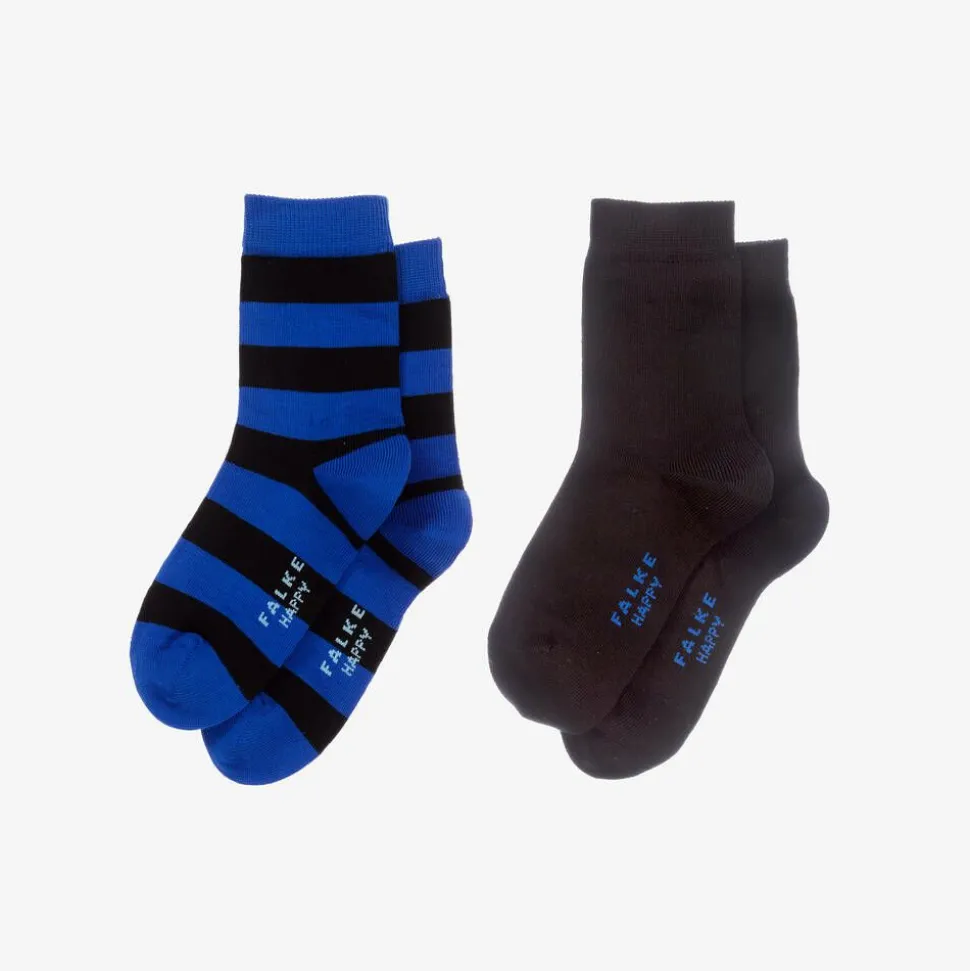 Blue & Black Cotton Socks (2 Pack)