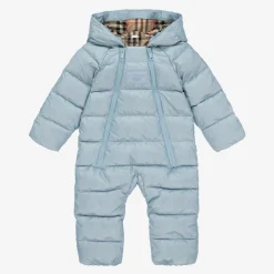 Blue & Vintage Check Baby Snowsuit