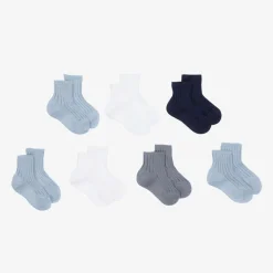 Blue & White Baby Socks Gift Set (7 Pack)