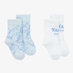 Blue & White Cotton Baby Socks (2 Pack)