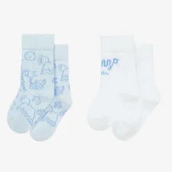 Blue & White Cotton Baby Socks (2 Pack)