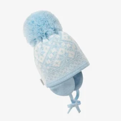 Blue Alice Knitted Large Pom-Pom Beanie