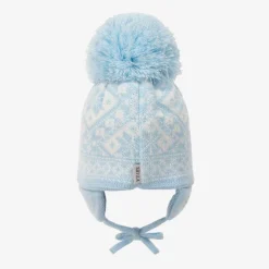Blue Alice Knitted Large Pom-Pom Beanie