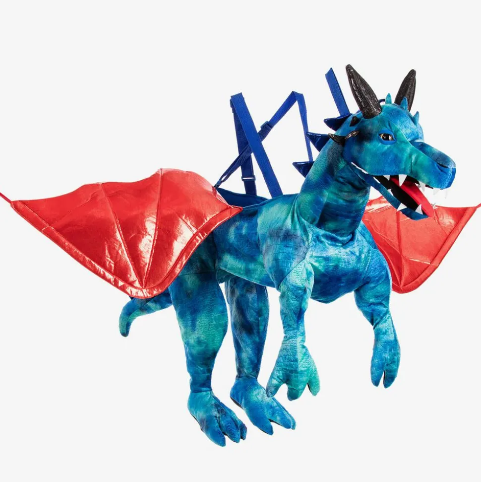 Blue & Green Dragon Costume with Red Wings