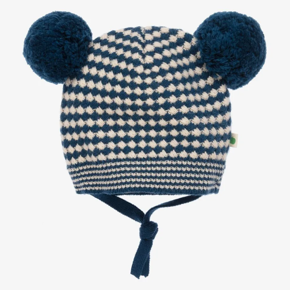Blue Check Wool & Organic Cotton Hat