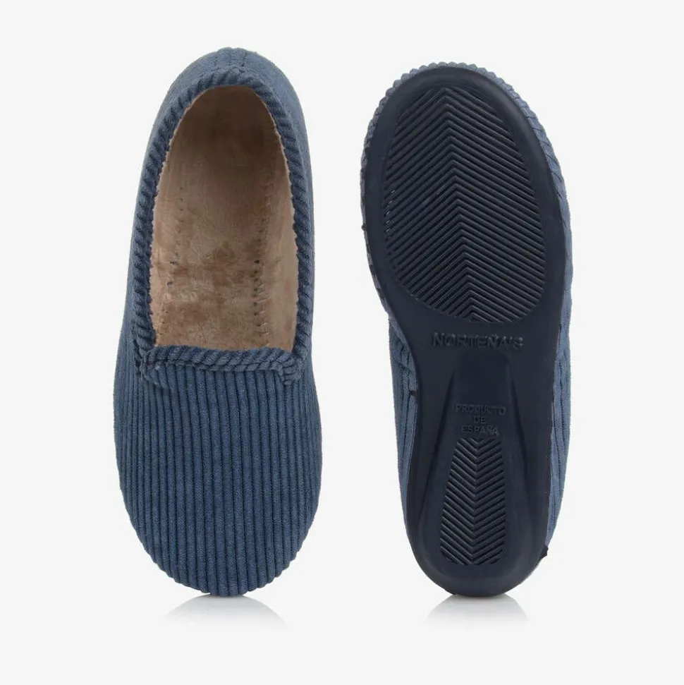 Blue Corduroy Slippers