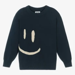 Blue Cotton & Wool Smile Sweater