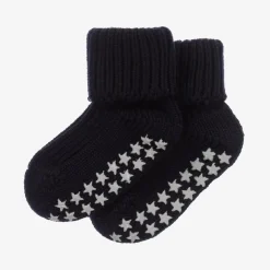 Blue Cotton Baby Slipper Socks