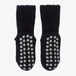 Blue Cotton Baby Slipper Socks