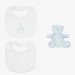 Blue Cotton Bibs & Bear Baby Gift Set