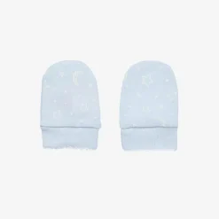 Blue Cotton Crescent Moonlight Scratch Mittens