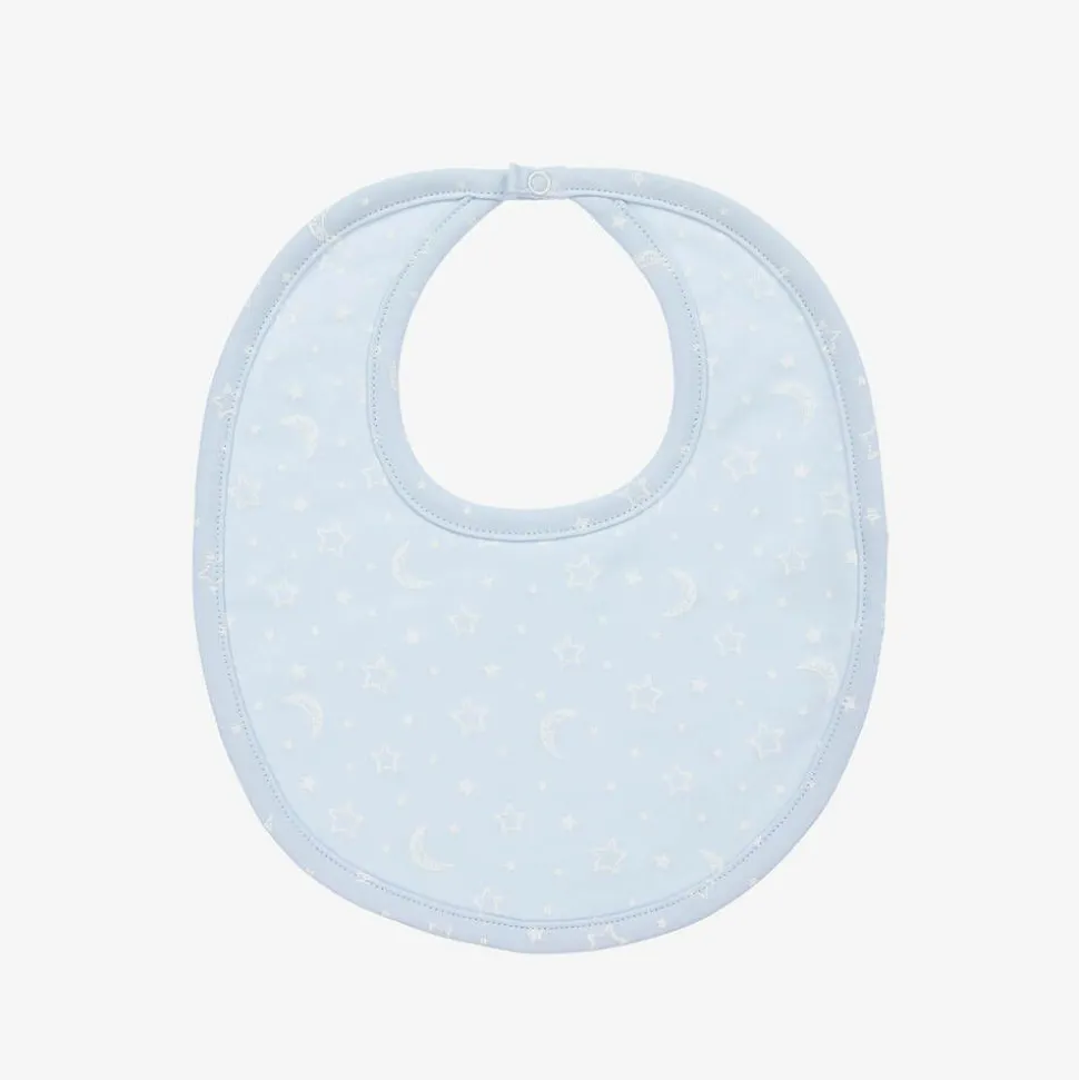 Blue Cotton Crescent Moonlight Baby Bib