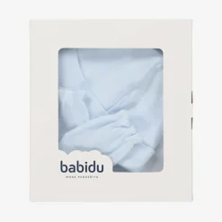 Blue Cotton Hat & Mittens Set