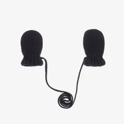 Blue Cotton Knit Baby Mittens