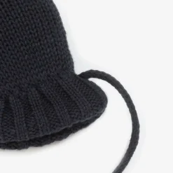 Blue Cotton Knit Baby Mittens