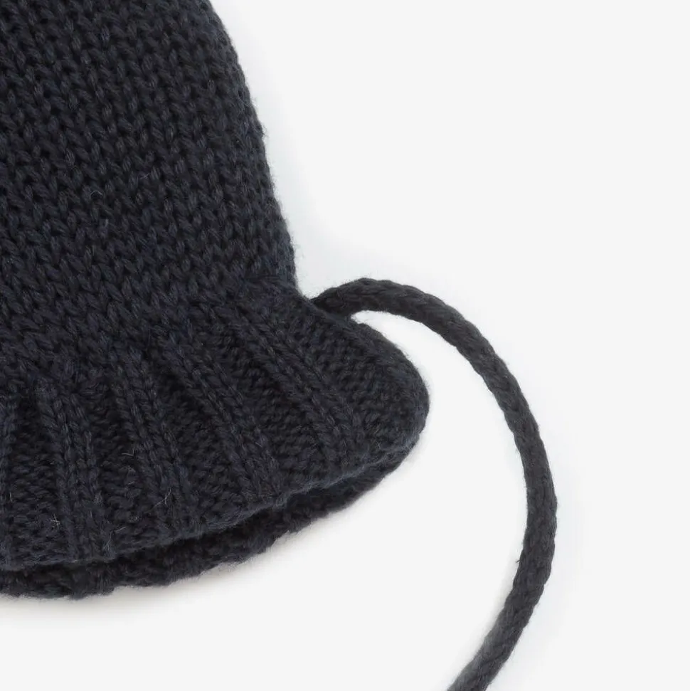 Blue Cotton Knit Baby Mittens