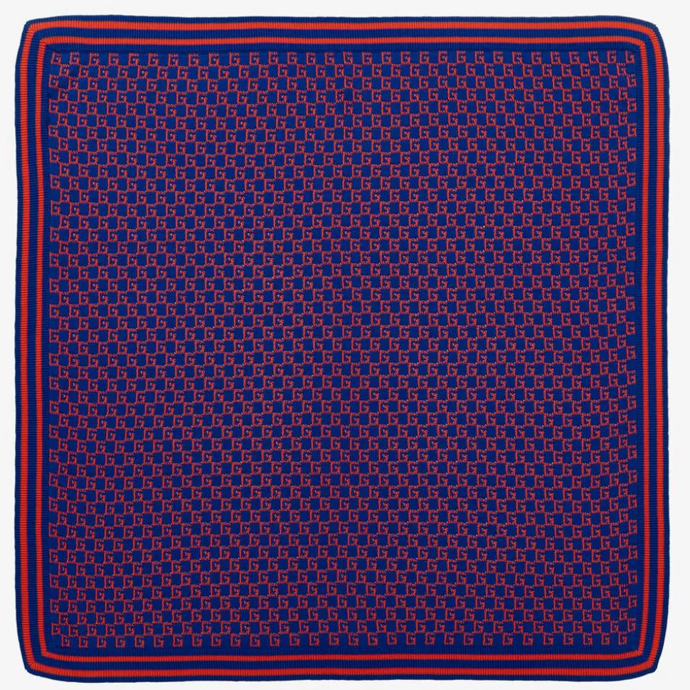 Blue Cotton Knit Square G Blanket (85cm)