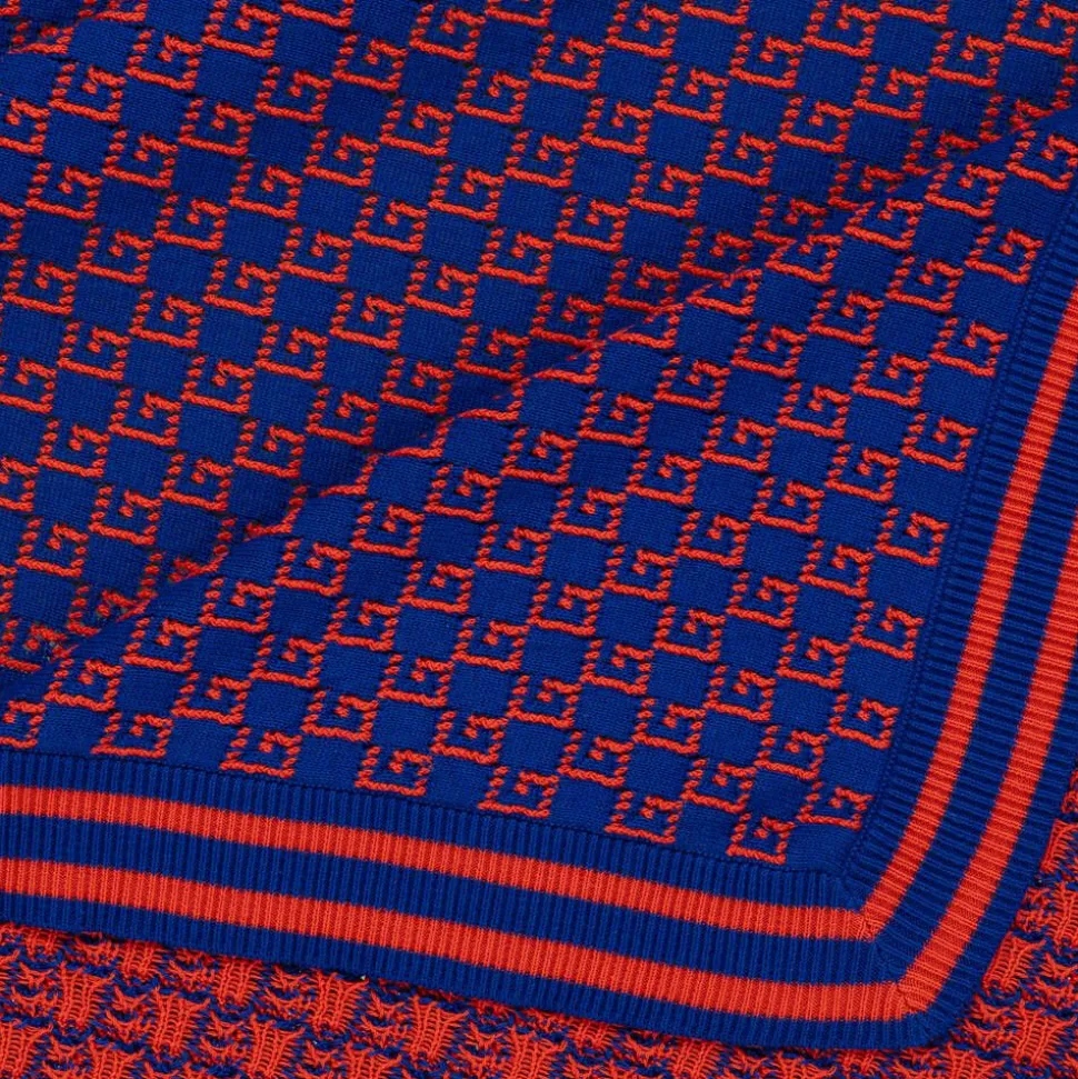 Blue Cotton Knit Square G Blanket (85cm)