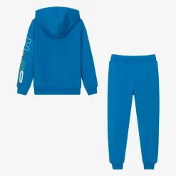 Blue Cotton Logo Print Tracksuit