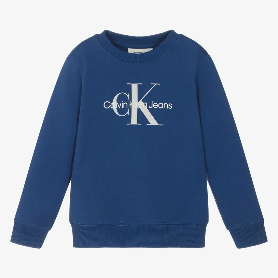Blue Cotton Monogram Sweatshirt