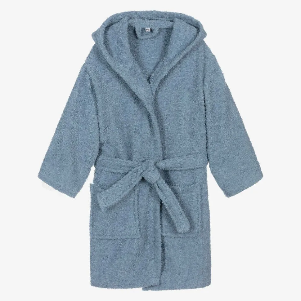 Blue Cotton Towelling Bathrobe