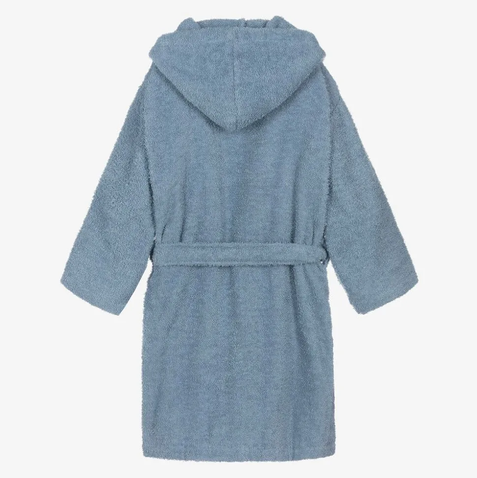 Blue Cotton Towelling Bathrobe