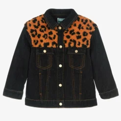Blue Denim & Leopard Print Fleece Jacket