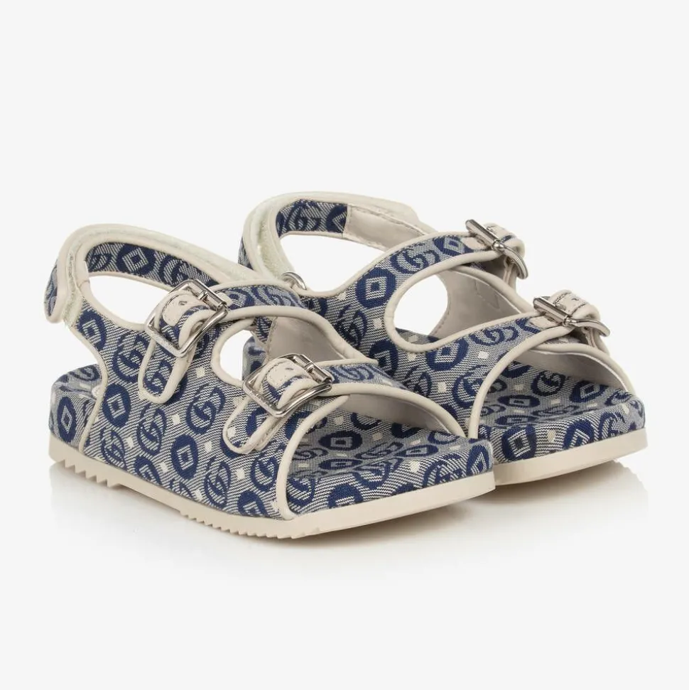 Blue Double G Canvas Sandals