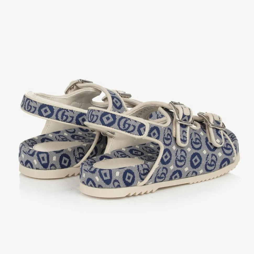 Blue Double G Canvas Sandals