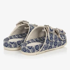 Blue Double G Canvas Slip-on Sandals