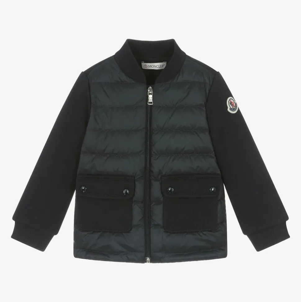 Blue Down Padded Cotton Baby Zip-Up Top