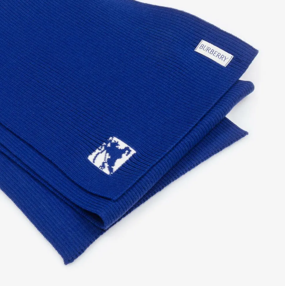 Blue EKD Ribbed Wool Scarf