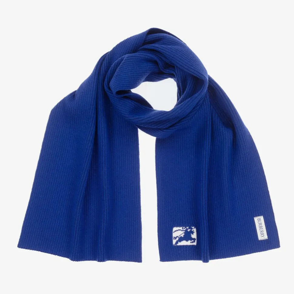 Blue EKD Ribbed Wool Scarf