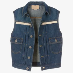 Blue Embroidered Logo Denim Gilet