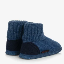 Blue Felted Wool Slippers