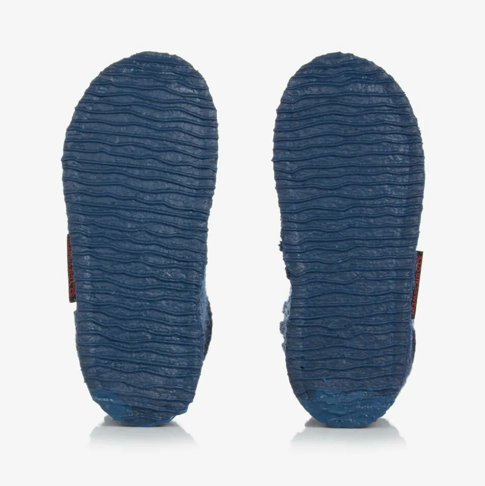 Blue Felted Wool Slippers