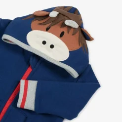 Blue Hamish Highland Cow Zip-Up Top