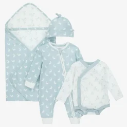 Blue Hare Print Cotton Babysuit Set