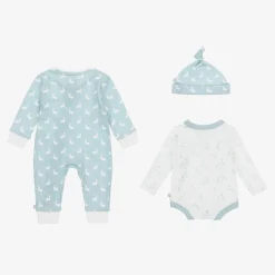 Blue Hare Print Cotton Babysuit Set