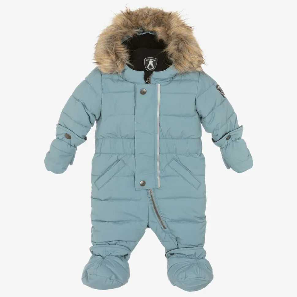 Blue Hooded Baby Snowsuit