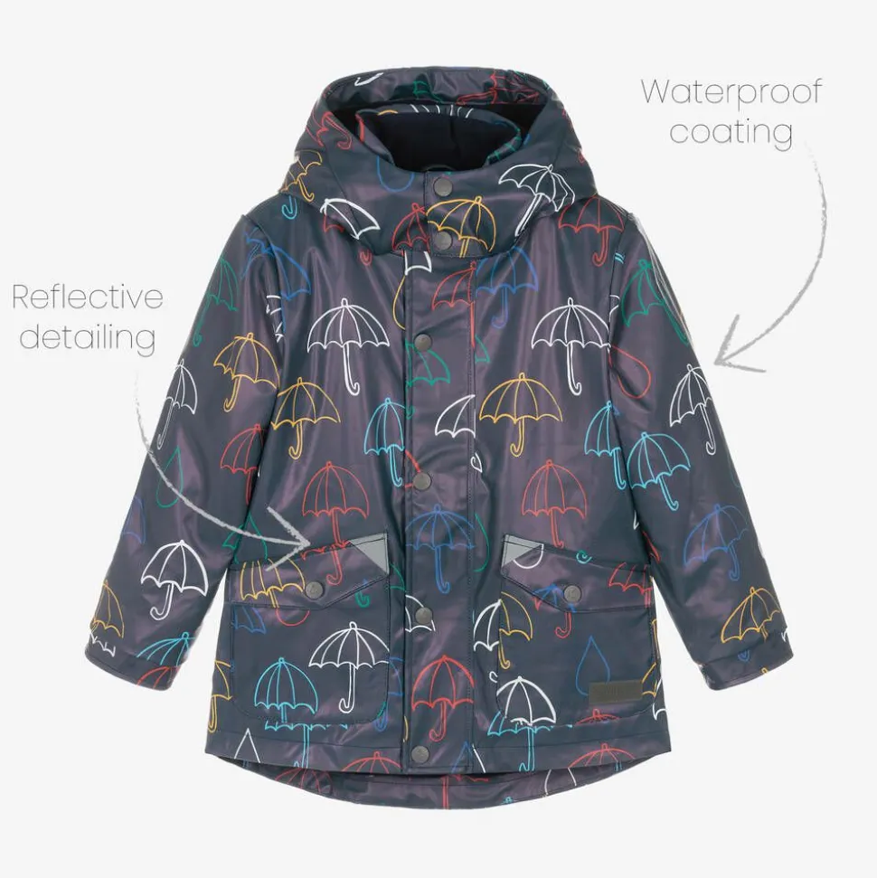 Blue Hooded Waterproof Umbrella Raincoat