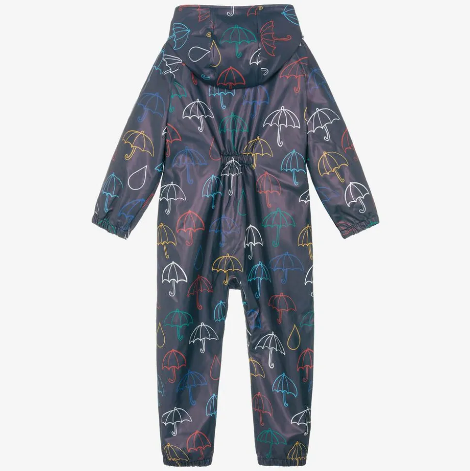 Blue Hooded Waterproof Umbrella Rainsuit