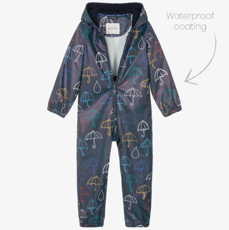 Blue Hooded Waterproof Umbrella Rainsuit