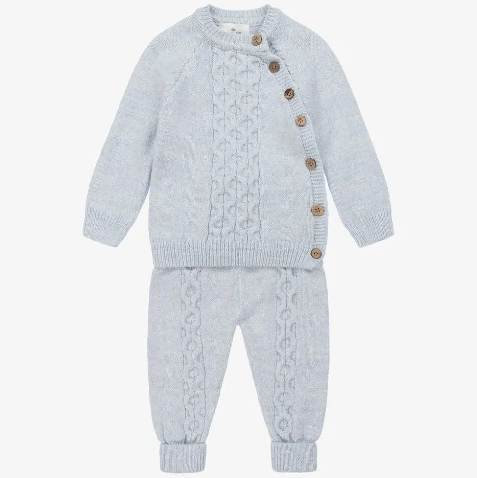 Blue Knitted Baby Trouser Set