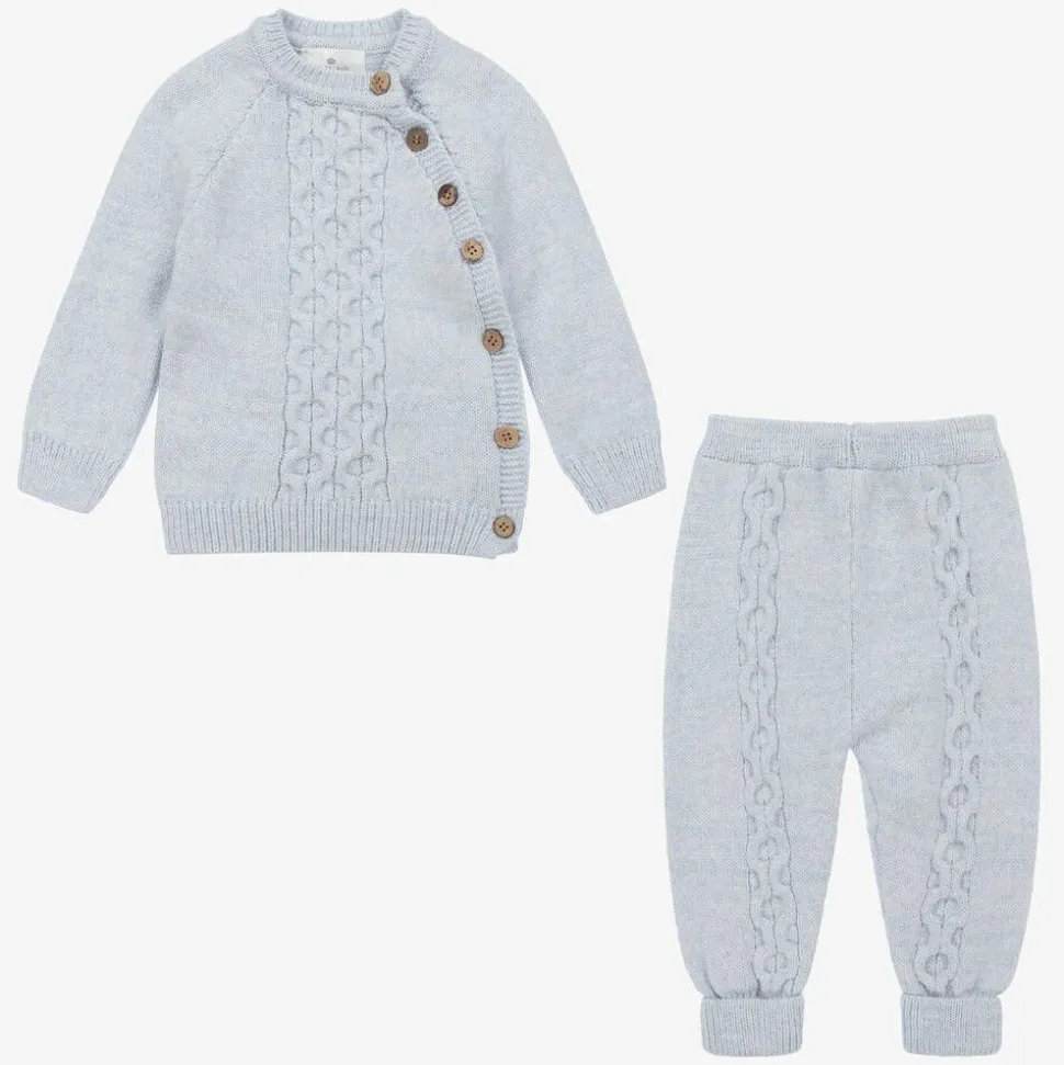 Blue Knitted Baby Trouser Set
